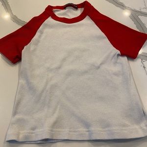 Brandy Melville cropped baseball t-shirt.